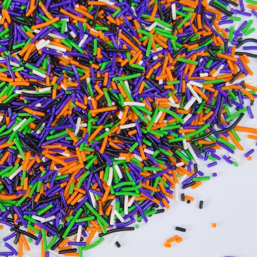 Halloween Sprinkles Mix 4.6 oz (130g) - Edible Orange, Black, Purple, Green and White Jimmies for Baking, Cookies, Cupcakes, Ice Cream Decorating - Spooky Halloween Sprinkles Holiday Party Supplies