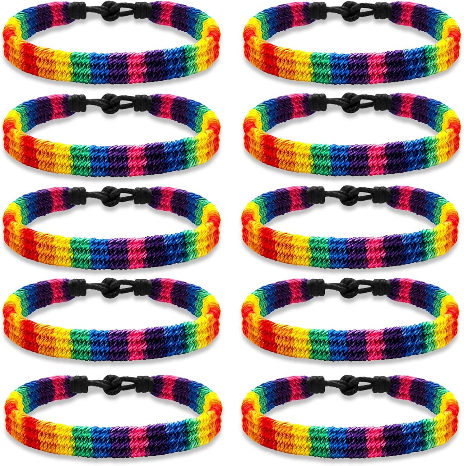 Nanafast Rainbow LGBT Pride Bracelet Handmade Braided Friendship String Bracelet for Gay & Lesbian LGBTQ Wristband Adjustable Size