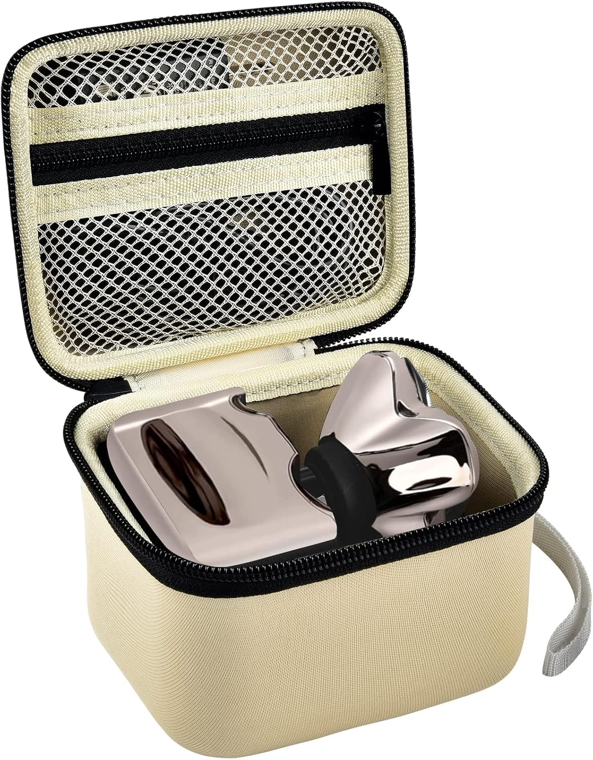 Case for Skull Shaver Electric Pitbull Pro Razor, Hard Travel Rotary Men Head Shavers Beard Trimmer Storage Carrying Box with Zipper Mesh Pocket for Men's Gold Pro Mustache Grooming Kit, Beige-Only