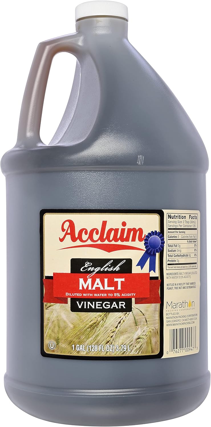 Acclaim English Malt Vinegar, All Natural, 128 Ounces (1 Gallon) - 5% Acidity