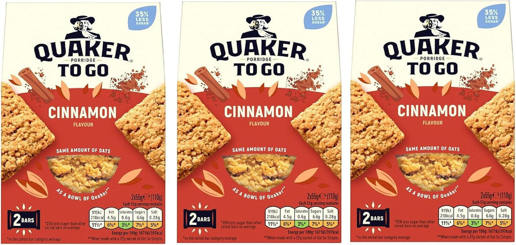 Generic Porridge To Go Cinnamon Squares, 55 g, Pack of 6