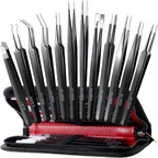 Antonki 12 Pack Precision Tweezers Set for Craft, Soldering, Jewelry, Facial Hair, Eyebrow, Ingrown Hair Removal, Eyelash Extension- with Case