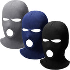 3 Pieces 3 Hole Ski Mask Knitted Full Face Cover Adult Balaclava Knit Ski Face Cover Thermal Knitted Head Wrap for Men Women