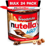 Nutella & GO! Chocolate Hazelnut Spread with Cocoa + Breadsticks, 24 Bulk Snack Packs, 1.8 oz Each