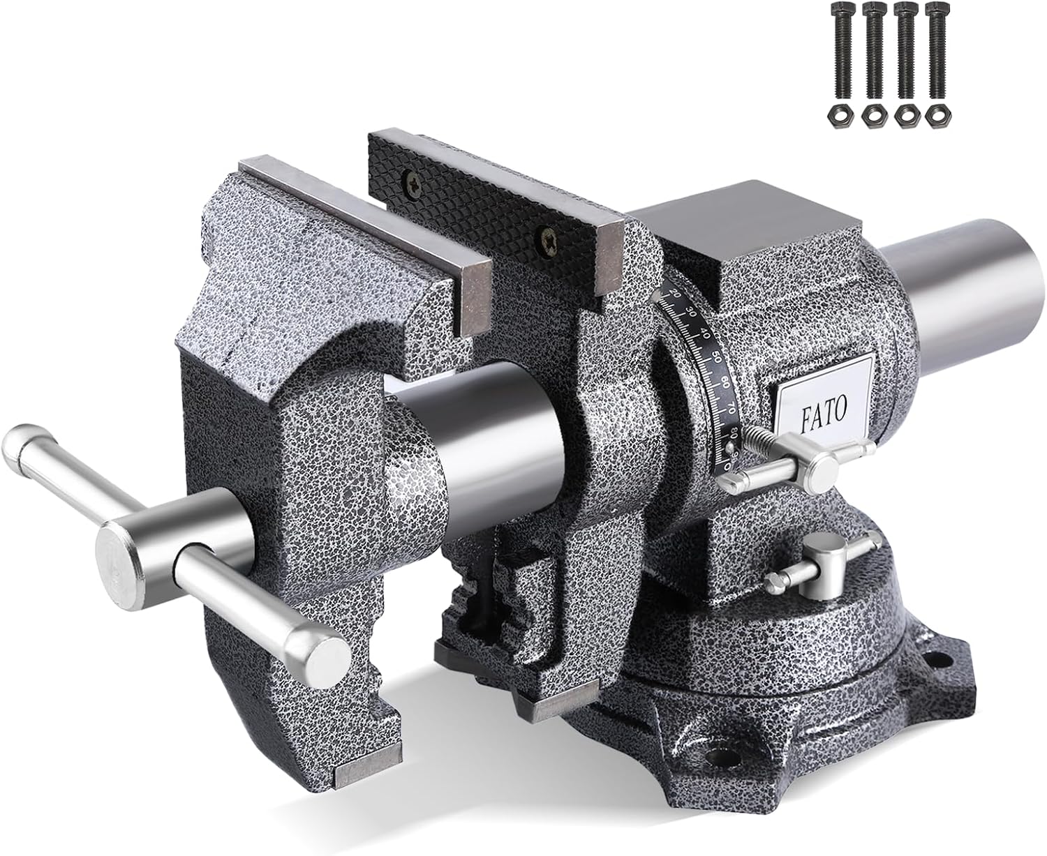 FATO 5 Inch Bench Vise Heavy Duty – Ductile Iron Workbench Vise with 360° Swivel Base & Anvil, 8800 Lbs Clamping Force, 4.92" Jaw Width, 3.94" Opening, for Woodworking, Metalworking, Garage DIY, Black