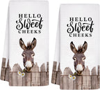 InnoBeta Funny Donkey Gifts, Hand Kitchen Towel 2 Pack, 16 x 24 in Microfiber Dish Tea Towel, Hello Sweet Cheek