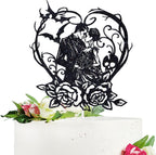 Halloween Till Death do us Party Cake Topper, Till Death My Love/Rip My Love, Halloween Theme Wedding/Anniversary Party Decorations Supplies, Black Glitter