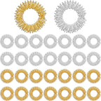Blulu 30 Pack Spiky Finger Sensory Ring Gold Silver Acupressure Rings for Fingers Stress Relief Massager Toys for Teens Adults Silent Stress Reducer(2.5 cm/ 0.98 Inch)