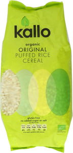 Kallo Organic Natural Puffed Rice Wholegrain Cereal 225 G (pack Of 4)