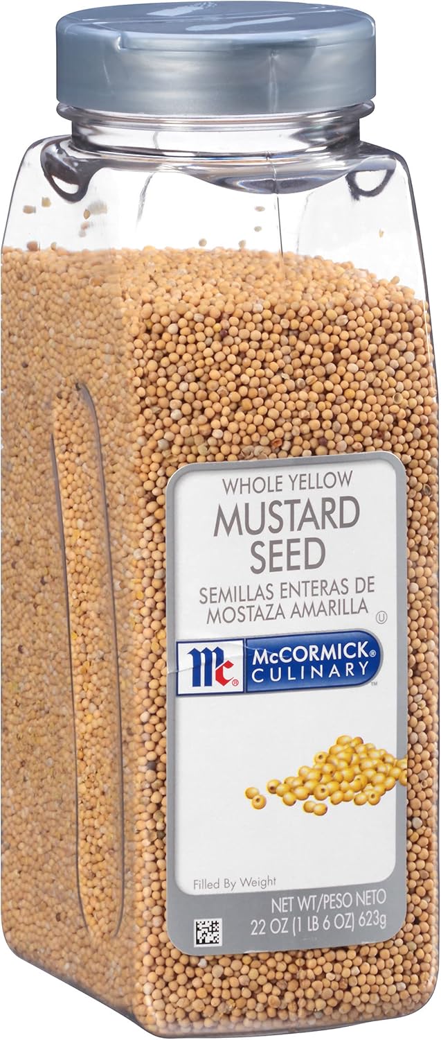 McCormick Culinary Whole Yellow Mustard Seed, 22 oz - One 22 Ounce Container of Yellow Mustard Seeds, Perfect for Pickling, House-Made Rubs and Dips
