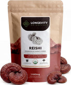 Longevity Botanicals Organic Reishi Mushroom Powder Supplement Extract 100g | Ganoderma Lucidum Fruiting Body | ≥30% Beta-D-Glucans | 60 Servings of 1,660mg | Supports Stress & Immune Wellness
