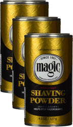 SoftSheen-Carson Magic Razorless Shaving for Men,Magic Shaving Powder with Fragrance,Coarse Textured Beards,Formulated for Black Men,Depilatory, Helps Stop Razor Bumps, Since 1901, 4.5 oz (Pack of 3)