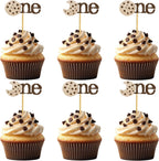 24 PCS Cookies One Cupcake Toppers Brown Cookie Cupake Picks Sweet One Theme Cake Decorations for Breakfast Afternoon Tea Biscuit Theme Baby Shower kids 1st Birthday Party Cake Decorations Supplies