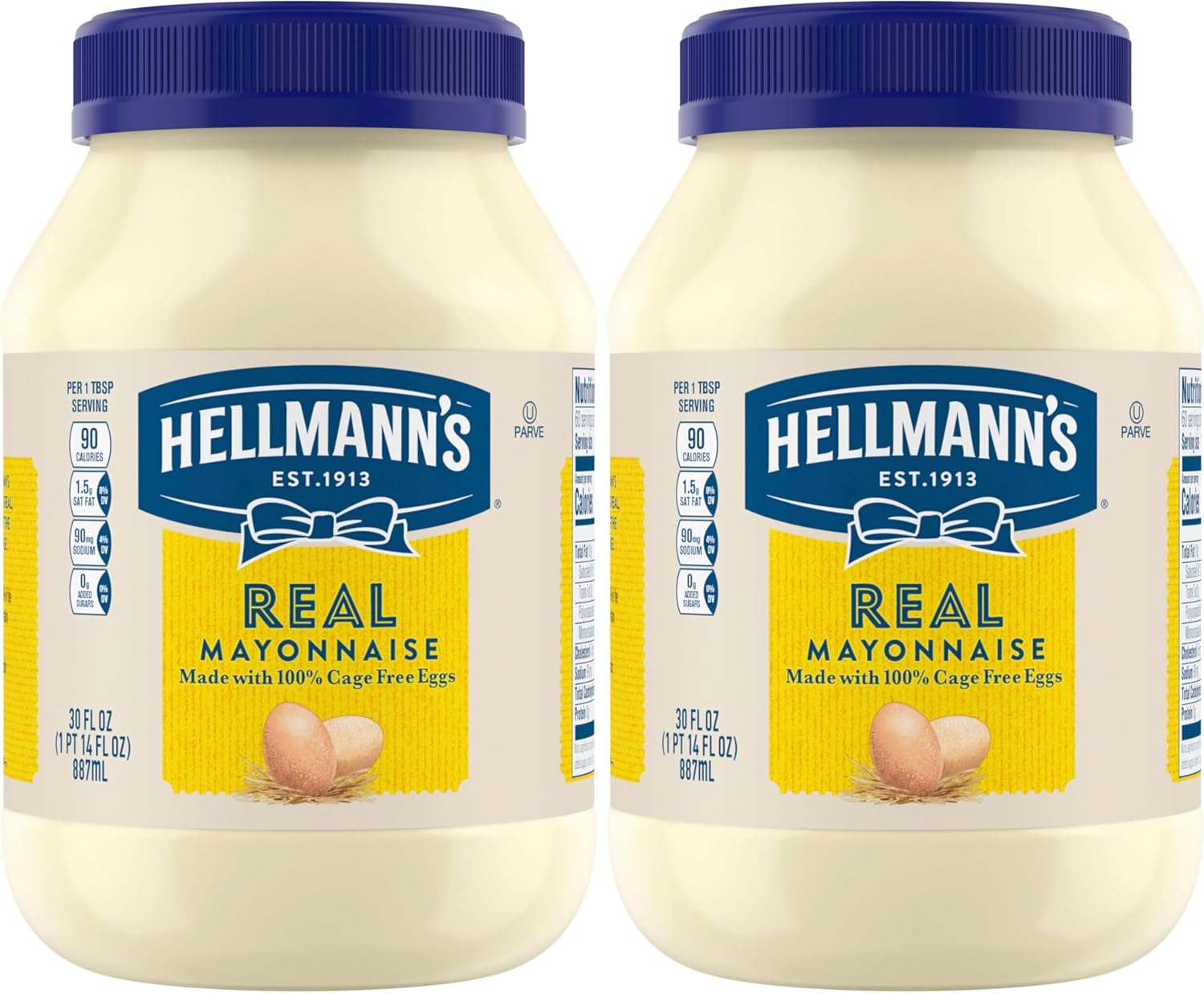 Hellmann's Mayonnaise Real Mayo For A Creamy Sandwich Spread or Condiment Rich in Omega-3 ALA,Gluten Free 30 oz,(Pack of 2)