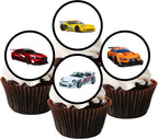 Race Cars Edible Cupcake Toppers, Car Racing Edible Cake Decorations, F1 Racecar Birthday Decorations, Racing Fairy Cake Toppers, 48 x 3cm / 1.18 Inch Wafer Card Discs UNCUT