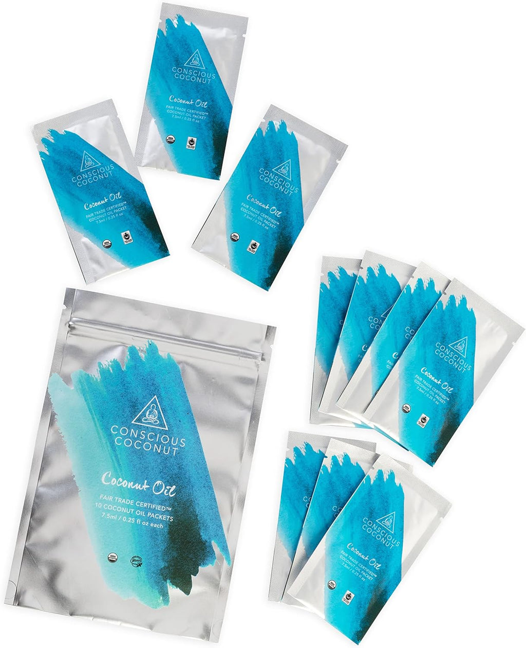 Conscious Coconut Organic Coconut Oil Packets – 10 Travel Packets, Fair Trade, Centrifuged, Raw Virgin Coconut Oil for Wellness, Skin & Personal Care, Used in Hospitals Nationwide