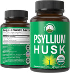 Peak Performance USDA Organic Psyllium Husk Vegan Capsules Made with Seed - Fiber Supplement for Gut - Digestive Prebiotics - for Digestion and Roughage Without Bloating - Vegan, Gluten-Free Pills