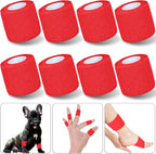 8 Pack 2 in x 5 Yards Cohesive Wrap Self Adhesive Bandage Elastic Self Adherent Wrap Self Stick Vet Tape for Athletic, Wrist, Ankle, Knees, Pets (Red)