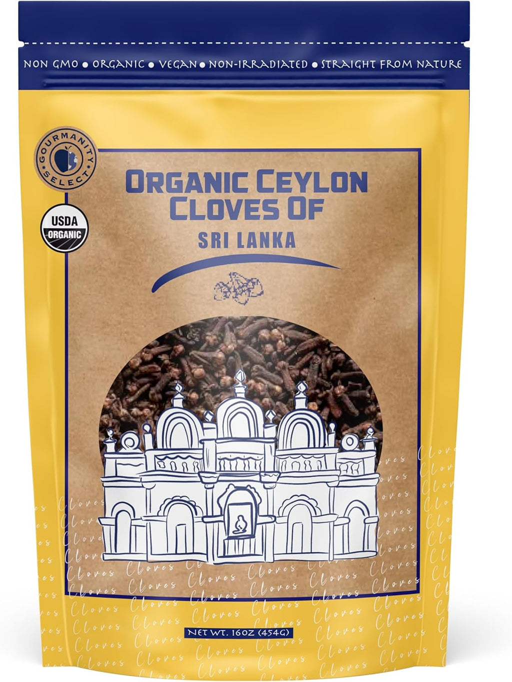 Gourmanity Select Organic Whole Cloves, Hand Picked in Sri Lanka for a Distinct Ceylon Aroma and Taste, Non GMO, Non Irradiated, Bulk 1lb Bag