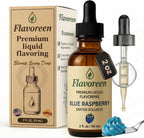Flavoreen Blue Raspberry Extract – Highly Concentrated Liquid Flavoring - Water Soluble - for Drinks, Candy Making, Baking, Icing & Sodas – Premium Blue Raspberry Fruit Flavor – Made in USA (Amber Glass Dropper Bottle)
