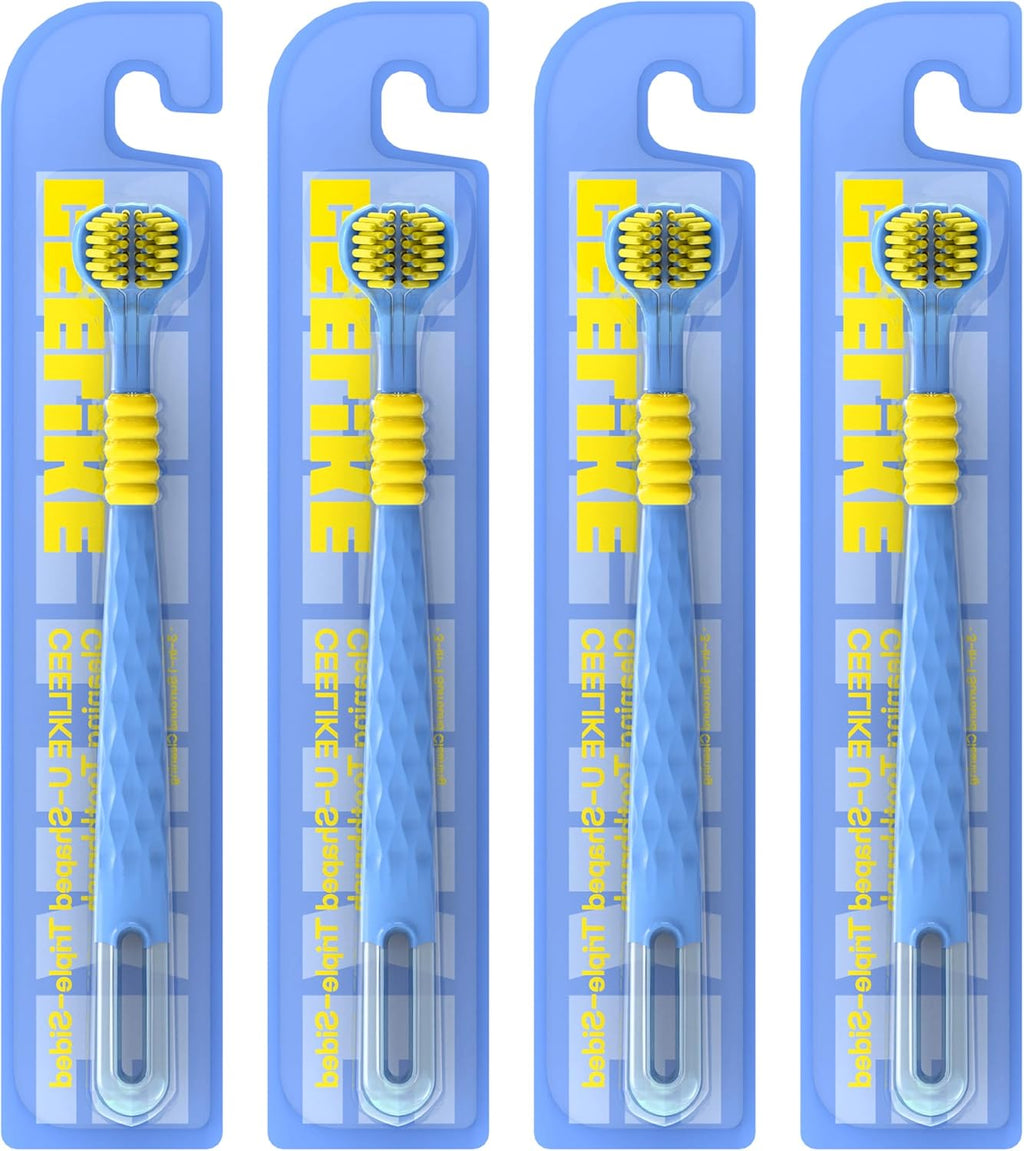 U-Shaped Triple-Sided Toothbrush, Efficient Cleaning Design with Ergonomic Handle, Soft Bristles for Oral Care, Ideal for Adults & Children (4)