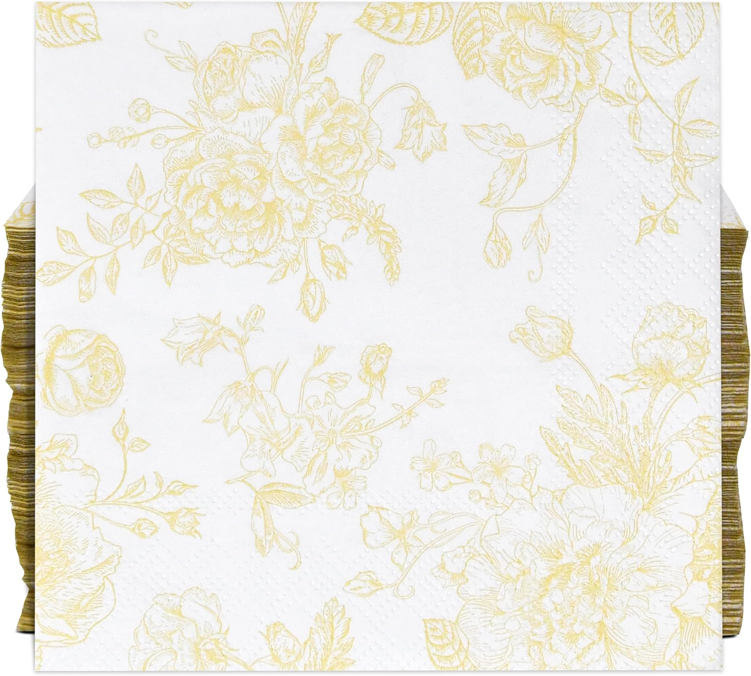 100 Yellow & White Floral Cocktail Beverage Napkins Disposable Paper Spring Flowers Dessert Napkin for Spring Flower Wedding Holiday Birthday Party Bridal & Baby Shower Tableware Party Supplies