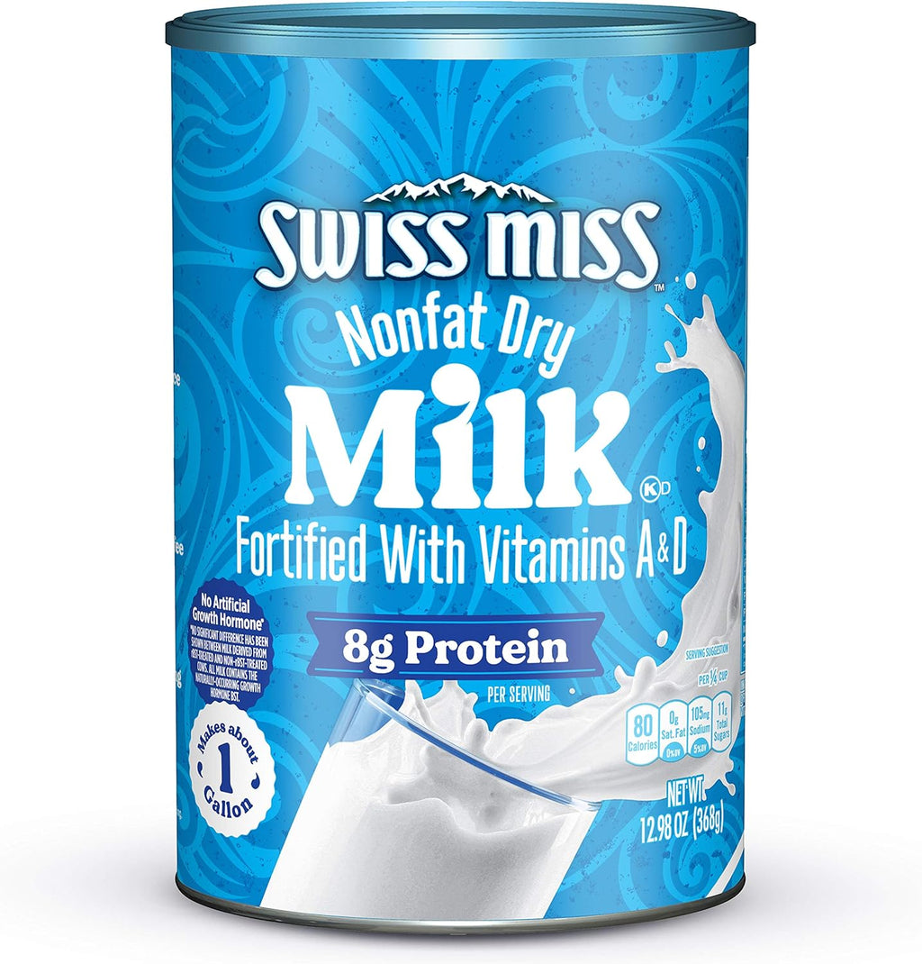 Swiss Miss Nonfat Dry Milk, Fortified with Vitamins A & D, Hot Cocoa Bar Supplies, 12.98 oz. Canister