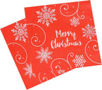 Trimming Shop Christmas Disposable Napkins with Snowflakes Design 2 Ply Paper 33cm x 33cm Cocktail Napkins for New Year Winter Dinner Party Supplies Decoration Pack of 20
