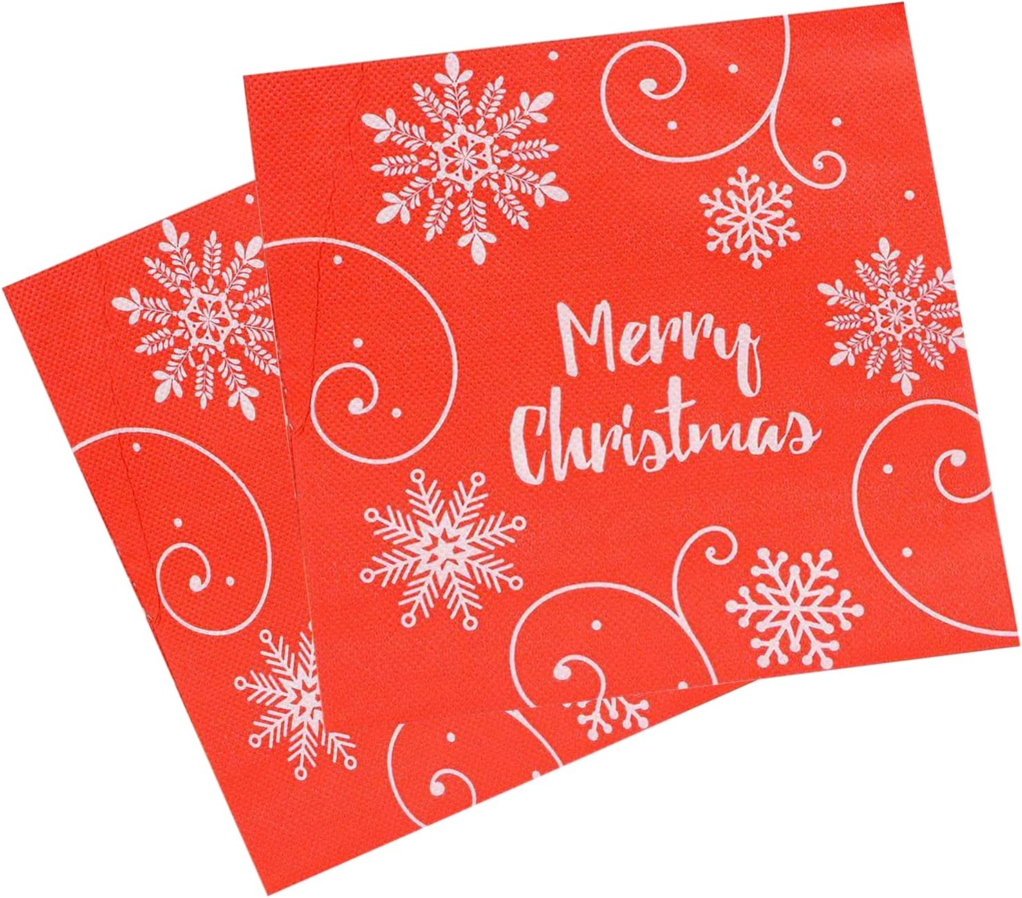 Trimming Shop Christmas Disposable Napkins with Snowflakes Design 2 Ply Paper 33cm x 33cm Cocktail Napkins for New Year Winter Dinner Party Supplies Decoration Pack of 20