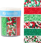 Sweets Indeed Christmas Sprinkles Mix – 6-Cell Holiday Assortment 6.45 oz | Edible Jimmies, Nonpareils & Sugar Pearls for Decorating Christmas Cookies, Cupcakes, Cakes & Holiday Desserts