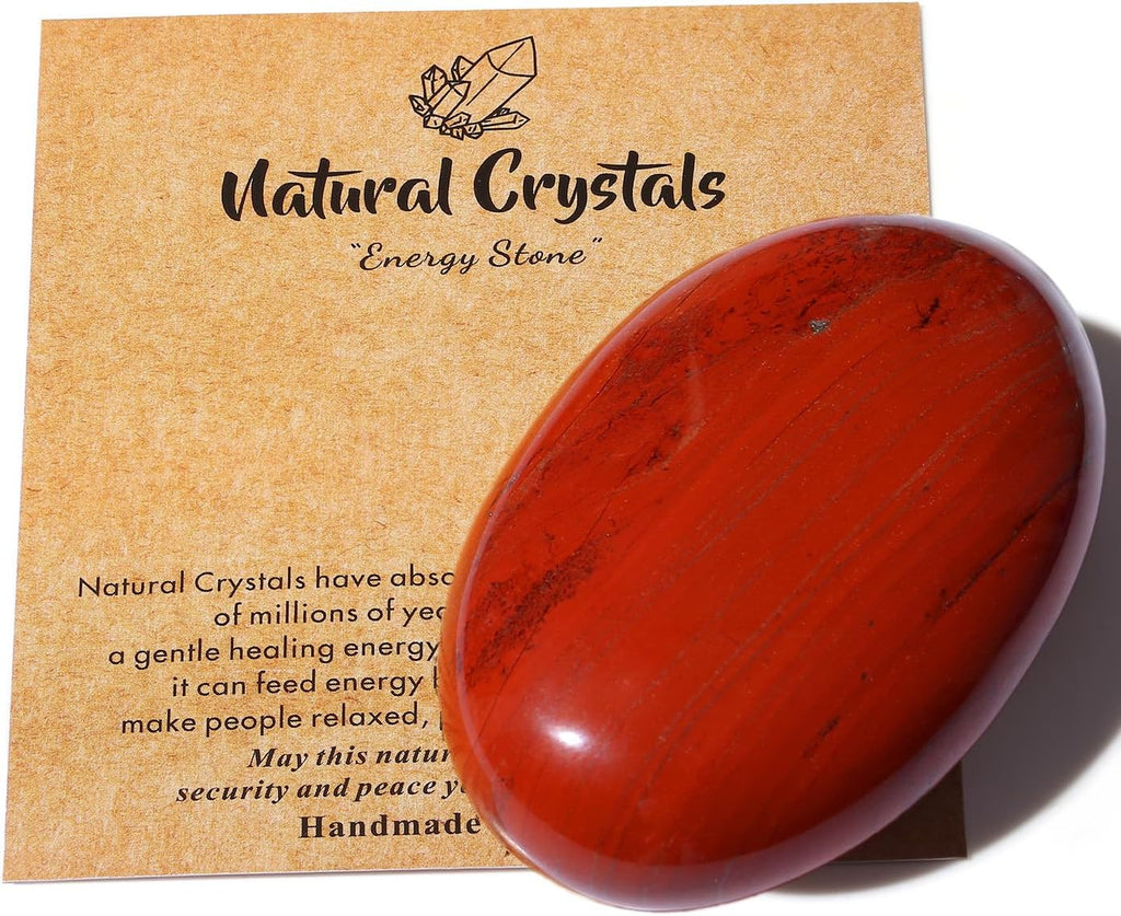 MAIBAOTA 2.4" Large Red Jasper Crystals Stone Polished Palm Stone Healing Crystals 0.7" Thick Natural Reiki Gemstone Worry Stone Energy Balancing Anxiety Stress Relief Meditation 1 Pc