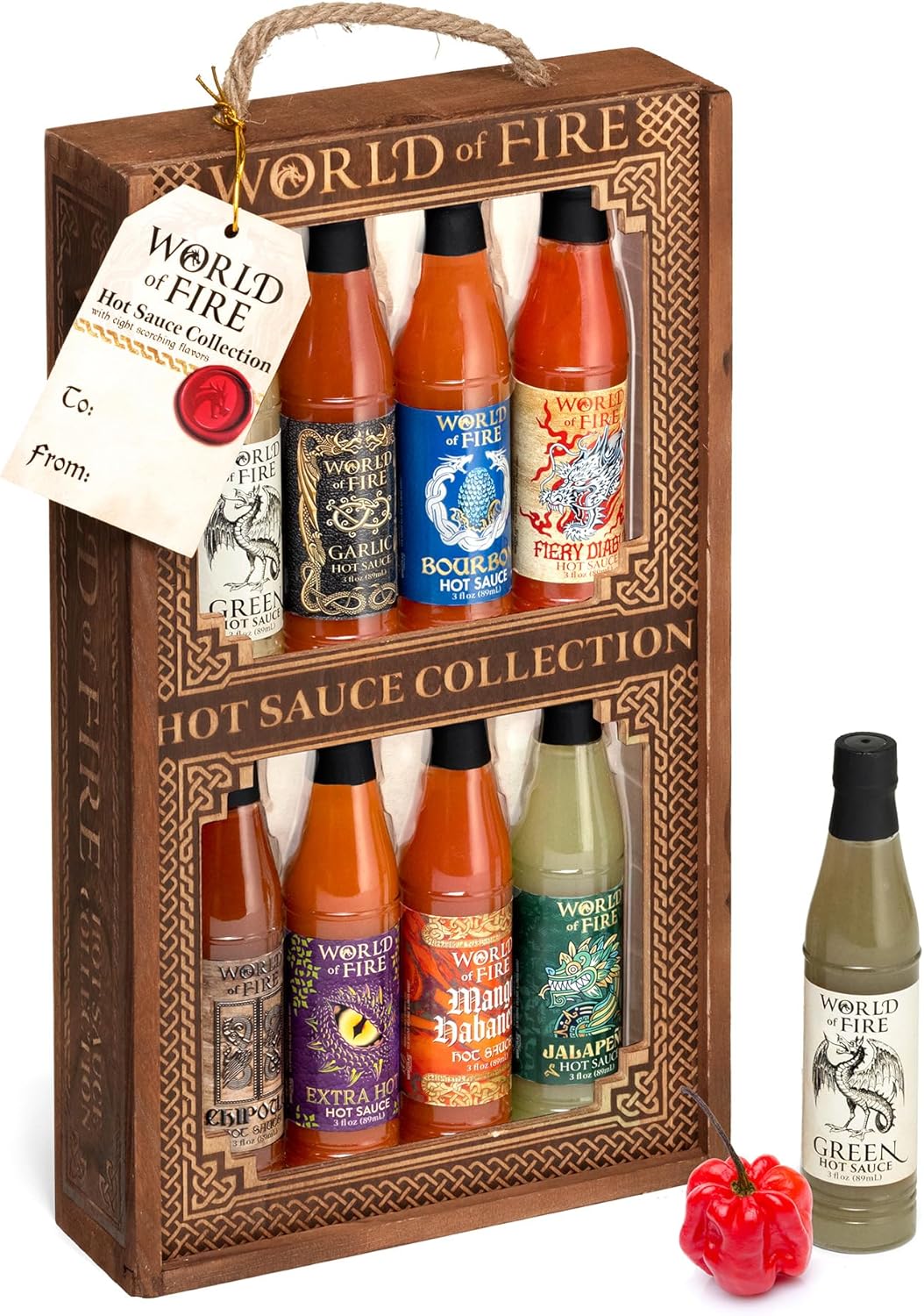 World of Fire Hot Sauce Variety Pack - 8 Hot Sauce Bottles Gift Set