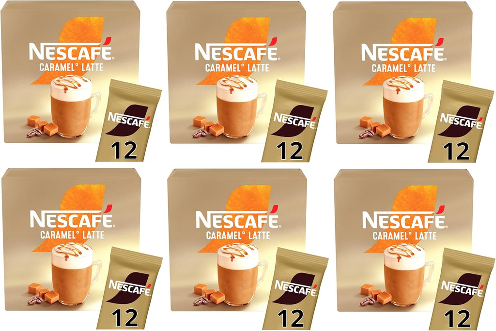 NESCAFÉ Caramel Latte x12 Instant Coffee Sachets (Pack of 6, Total 72 Sachets)