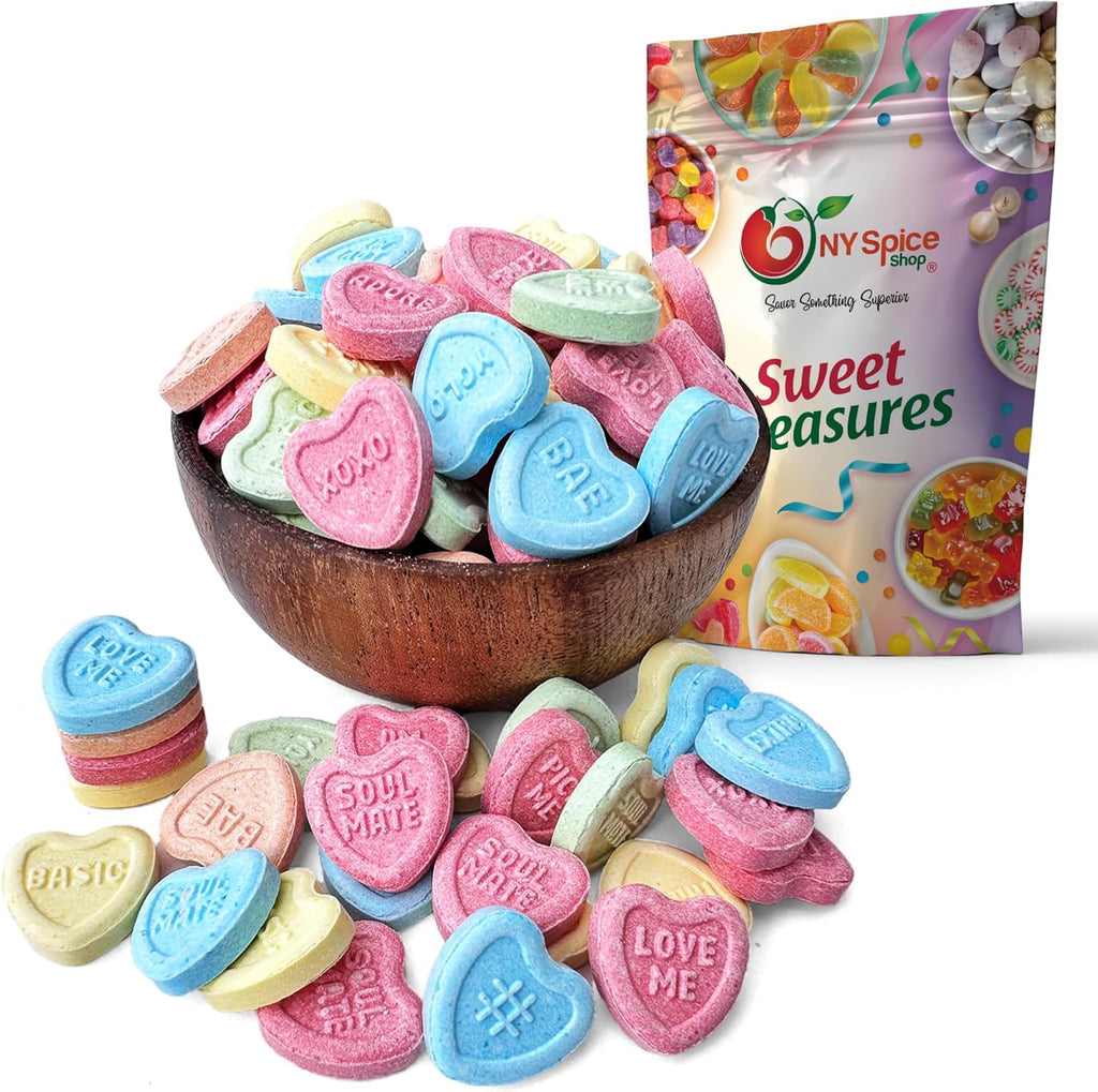 NY Spice Shop Conversation Hearts Candy - 1 Pound Heart Shaped Sweet Tarts Bulk - Ideal for Goodie Bags, Candy Bowls, Romantic Party Treats & Sweet Gifts for Loved Ones