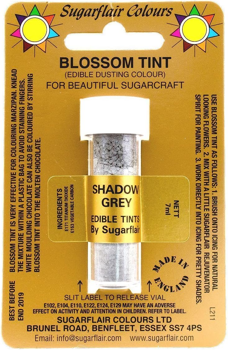 Sugarcraft Sugarflair Colour Blossom Tint Powder Dust Shadow Grey 7ml