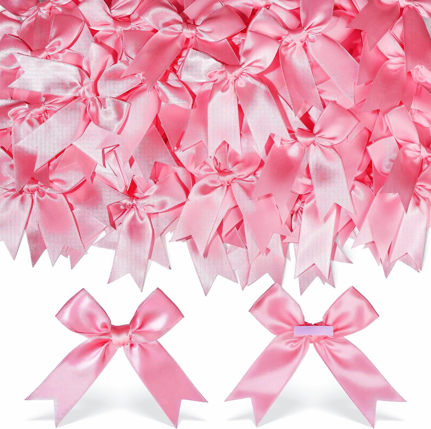 YGDZ Pink Bows, Satin Self Adhesive Pink Ribbon Bows for Crafts, Baby Pink Bow with Double-Sided Tape, Small Bows for Gift Wrapping, Wedding Decor, Party Favors