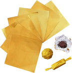 300PCS Chequer Foil Candy Wrappers, 3.9x3.9 inches Golden Aluminium Candy Wrappers Square Chocolate Molds Sugar Tin Foil Wrappers for DIY Candy Chocolate Packaging by Party Wedding Birthday