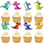 Ercadio 24 Pack Dragon Cupcake Toppers Lovely Dragon Cake Picks Lovely Dragon Cupcake Topper Dragon Cupcake Toppers Picks for Dragon Themed Party Kids Birthday Party Decor Supplies