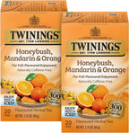 Twinings Honeybush Mandarin & Orange Herbal Tea 2-Pack (20 Tea Bags Ea) – Naturally Caffeine-Free Tea + Reusable Tea Bag Holder
