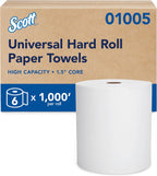 Scott Professional Essential Universal High-Capacity Hard Roll Paper Towels, Bulk (01005), Hardwound 1.5" Core, Absorbency Pockets, White (6 Rolls at 1,000' Each, 6,000'/Case)