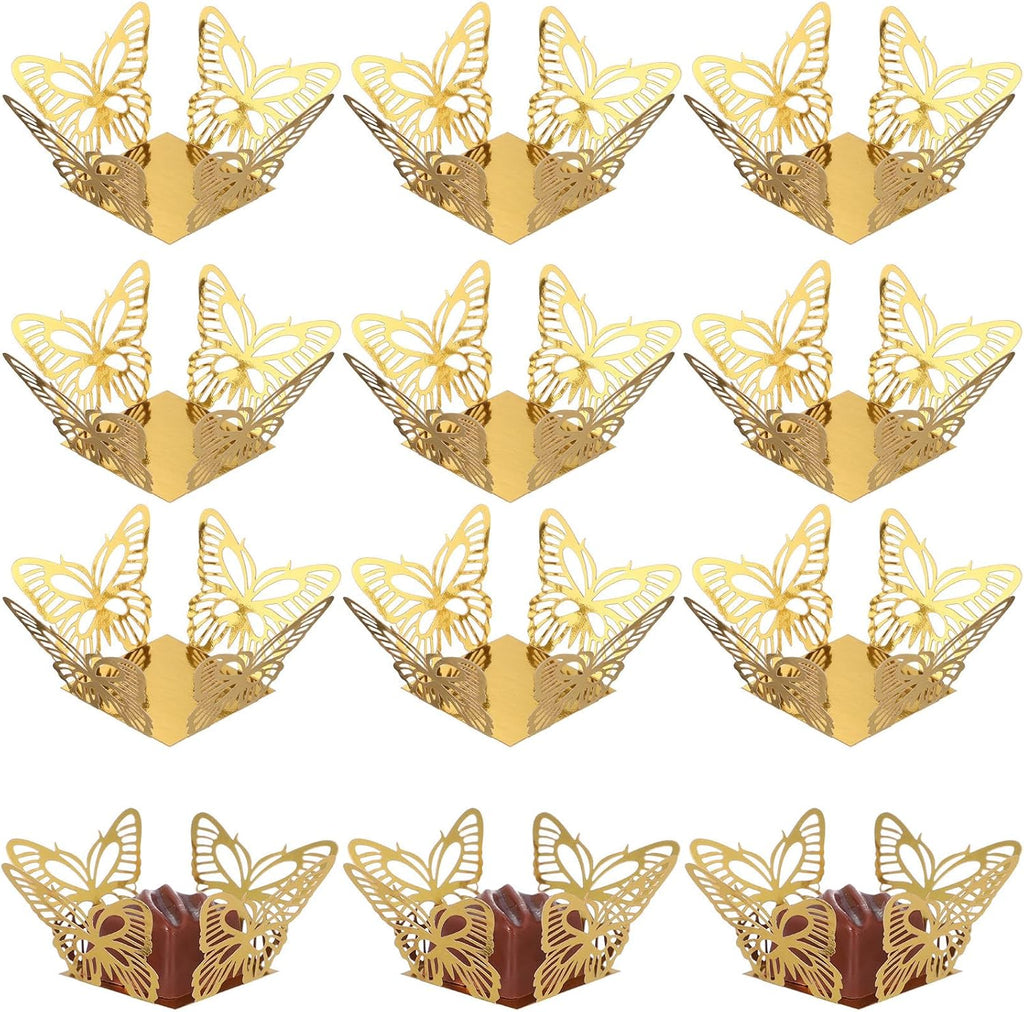 IMIKEYA 50 Pcs Truffle Cups Mini Cupcake Liners Square Chocolate Wrapping Paper Candy Boxes Party Wedding Supply