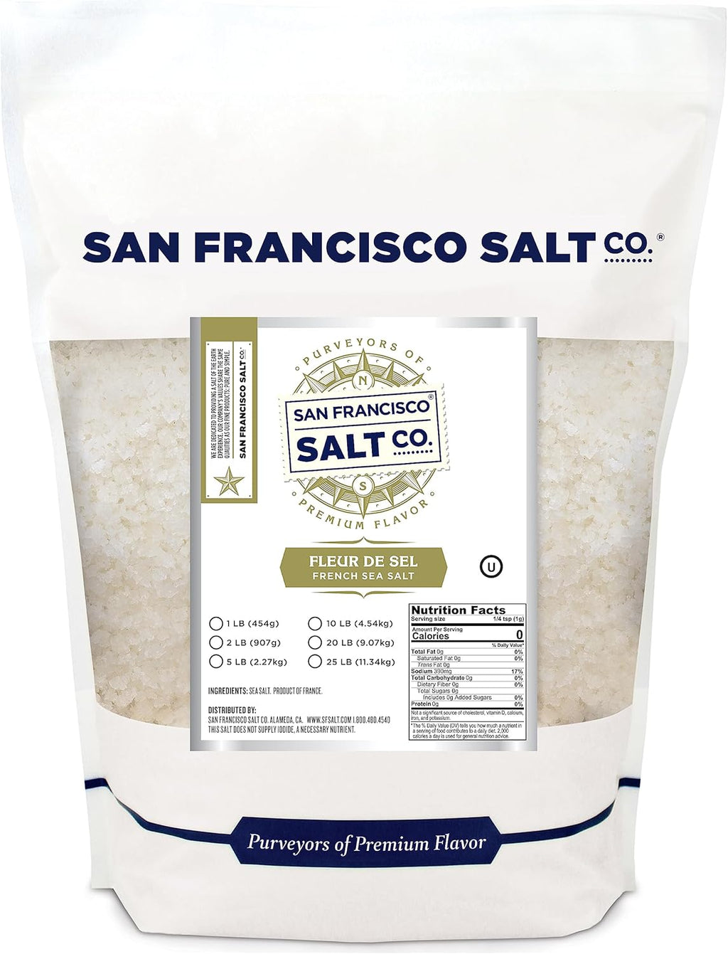 Fleur de Sel de Guérande 2 lb Bag - French Celtic Salt from Guérande France - Delicate Finishing Salt, All-Natural & Kosher for Gourmet Cooking