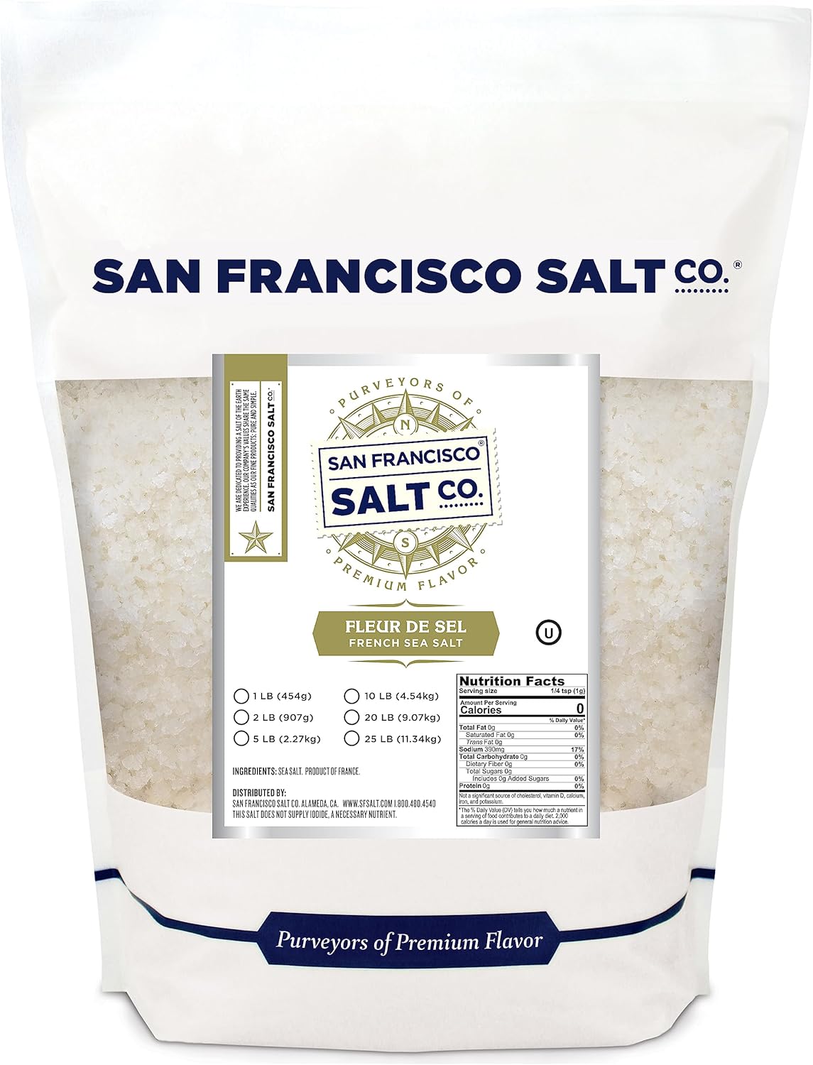 Fleur de Sel de Guérande 2 lb Bag - French Celtic Salt from Guérande France - Delicate Finishing Salt, All-Natural & Kosher for Gourmet Cooking