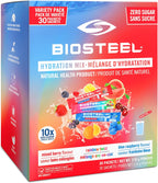 BioSteel Electrolytes Powder Variety Pack - 30 Hydration Packets with Essential Element Electrolytes, 3 Flavors: Rainbow Twist, Blue Raspberry, Mixed Berry Electrolytes Powder Packets