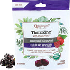 Quantum Health TheraZinc Organic Zinc Lozenges Elderberry Sambucus Raspberry & Honey Immune Support for Adults & Kids 12+ Naturally Flavored Fast Relief with No Aftertaste -18 Count (Package may vary)