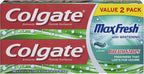 Colgate Max Fresh Whitening Toothpaste with Mini Breath Strips, Clean Mint - 6 Ounce (2 Pack)