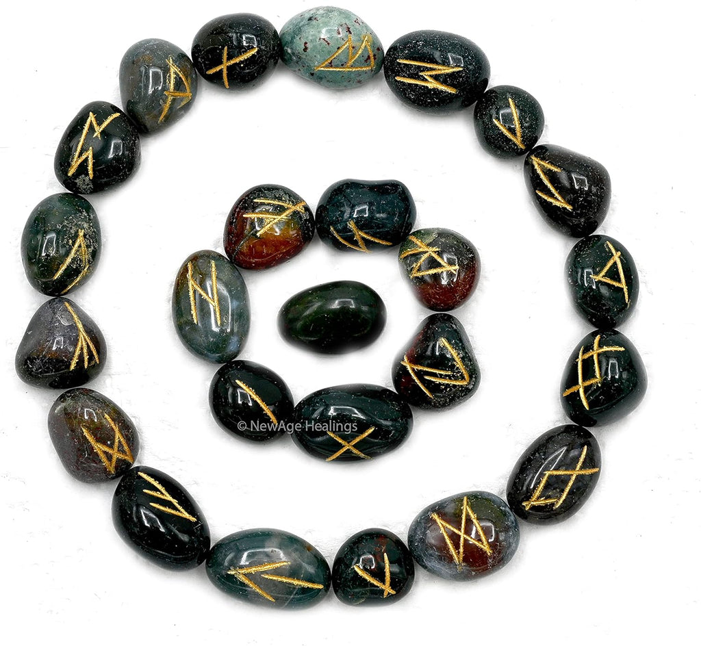 Amazing Gemstone Bloodstone Runes Crystal Runes Set of 25 Engraved Rune Stones with Runes Book PDF