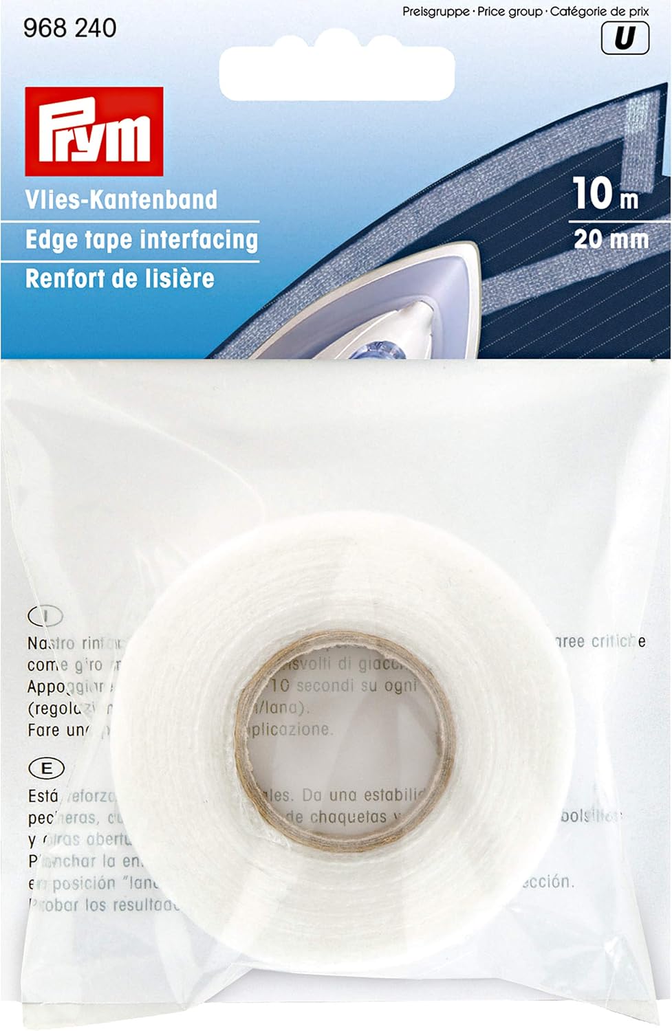 Prym 968240-1 Edge Tape interfacing 20 mm White