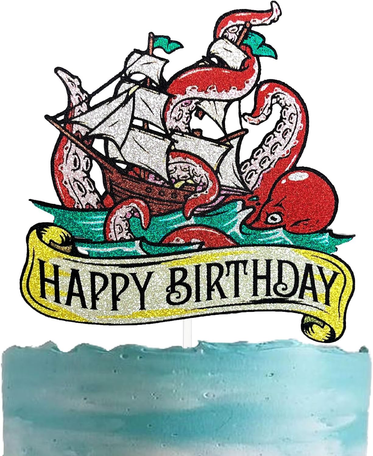 Festus Octopus Cake Topper, Kraken Birthday Party Supplies, Sea Monster Party Decoration, Octopus Tentacles Cake Topper, Pirate Party Favor