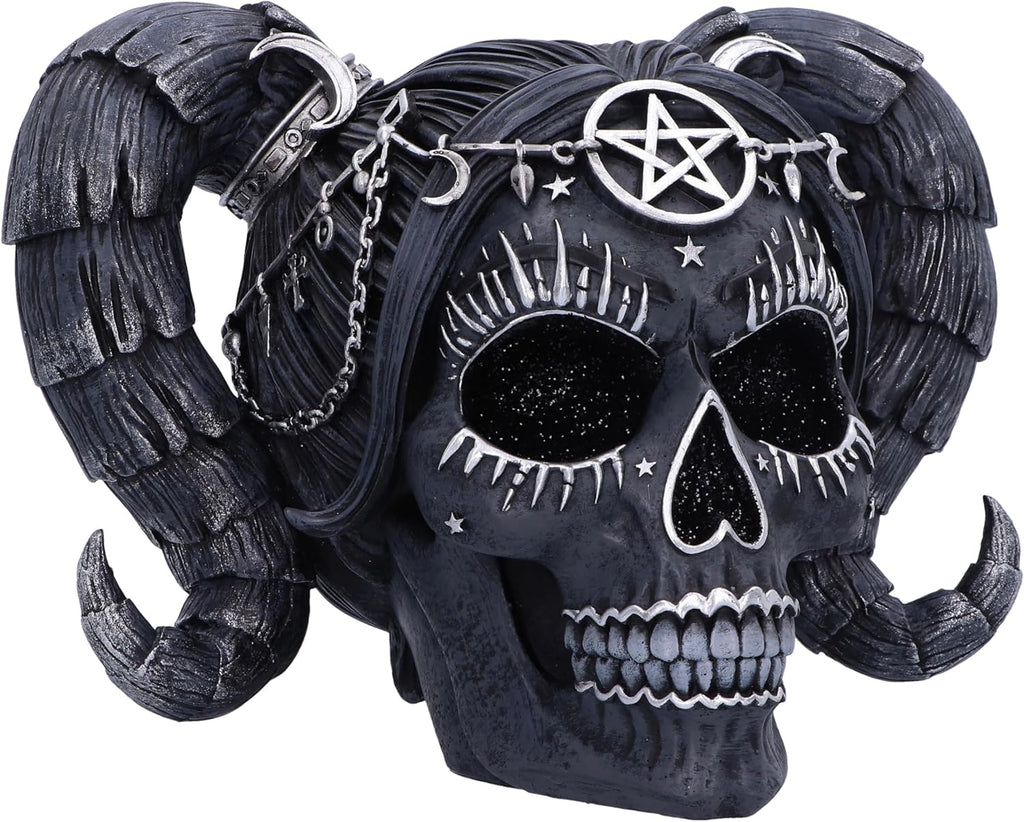 Nemesis Now Drop Dead Gorgeous Solve and Coagula Figurine, Baphomet Doll Skull Ornament, Female Black Skull Figurine, Cast in The Finest Resin, Expertly Hand-Painted, 20.5cm